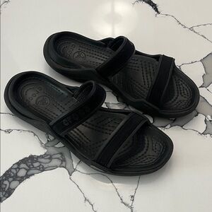 CROCS Black Slide Sandals, Size 8